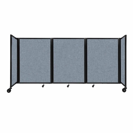 Versare Room Divider 360 Folding Portable Partition 8'6" x 4' Powder Blue Fabric 1148304
